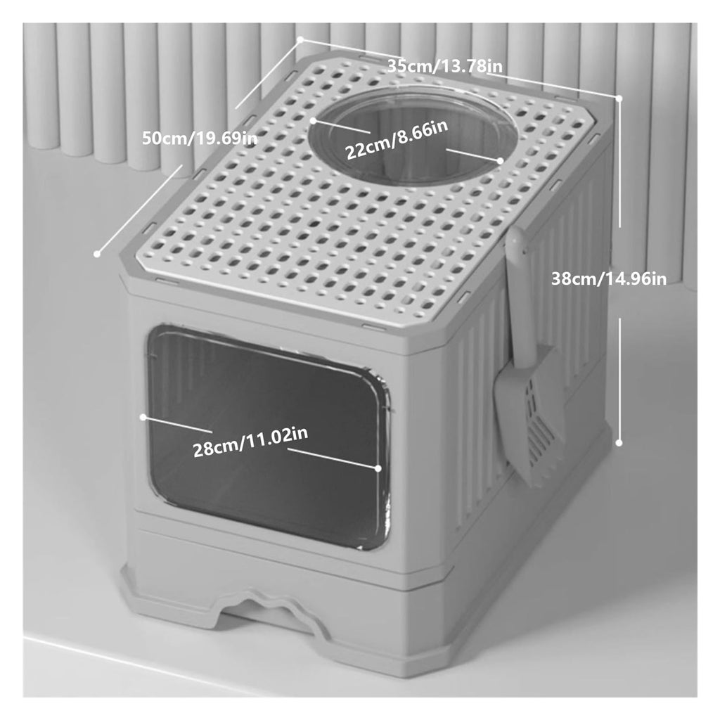 Foldable Cat Litter Box with Lid and Scoop Z5137