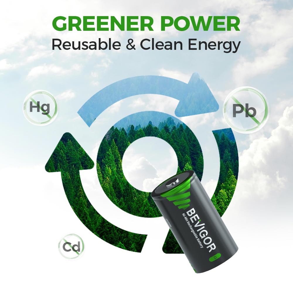 Rechargeable D Batteries 10000mAh NiMH 4 Count M111928