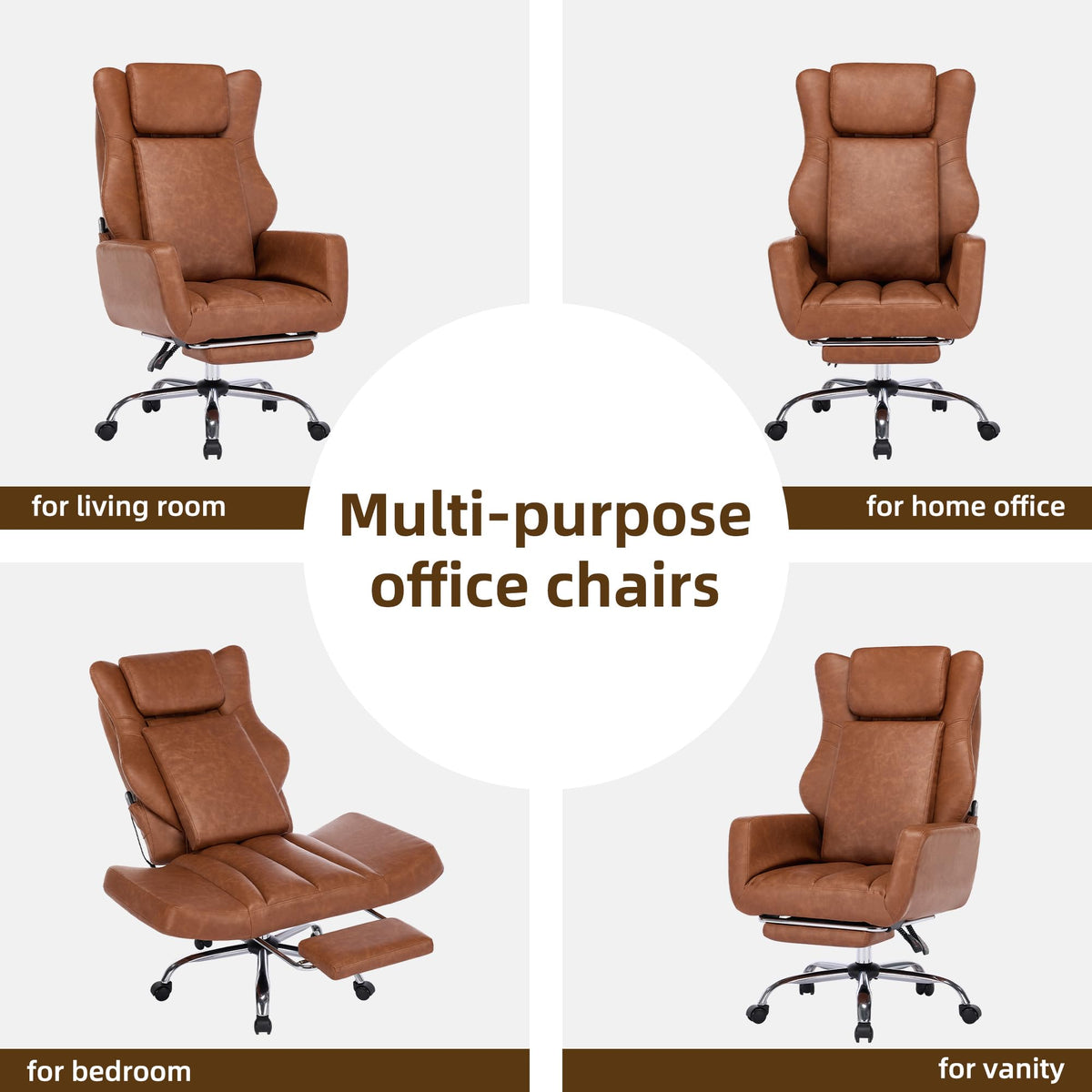 Brown Faux Leather Massage Office Chair K9890