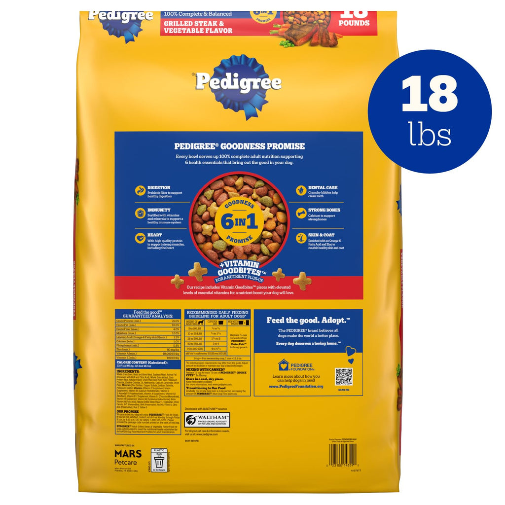 Adult Complete Nutrition Dry Dog Food Steak & Vegetable 18 lb N85337