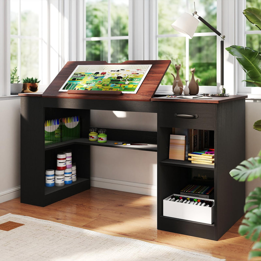 55.1" Black Drafting Table F488617