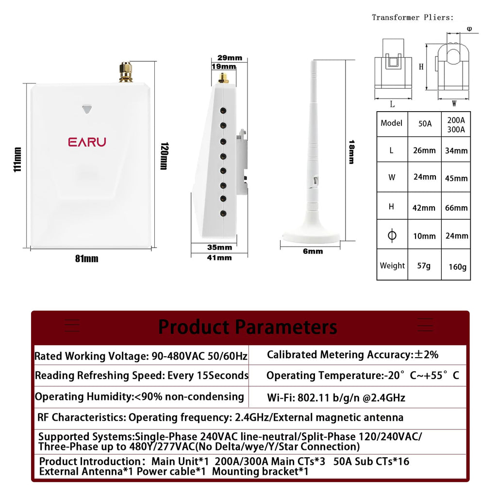 Smart Home Energy Monitor with Circuit Level Sensors WiFi E44268