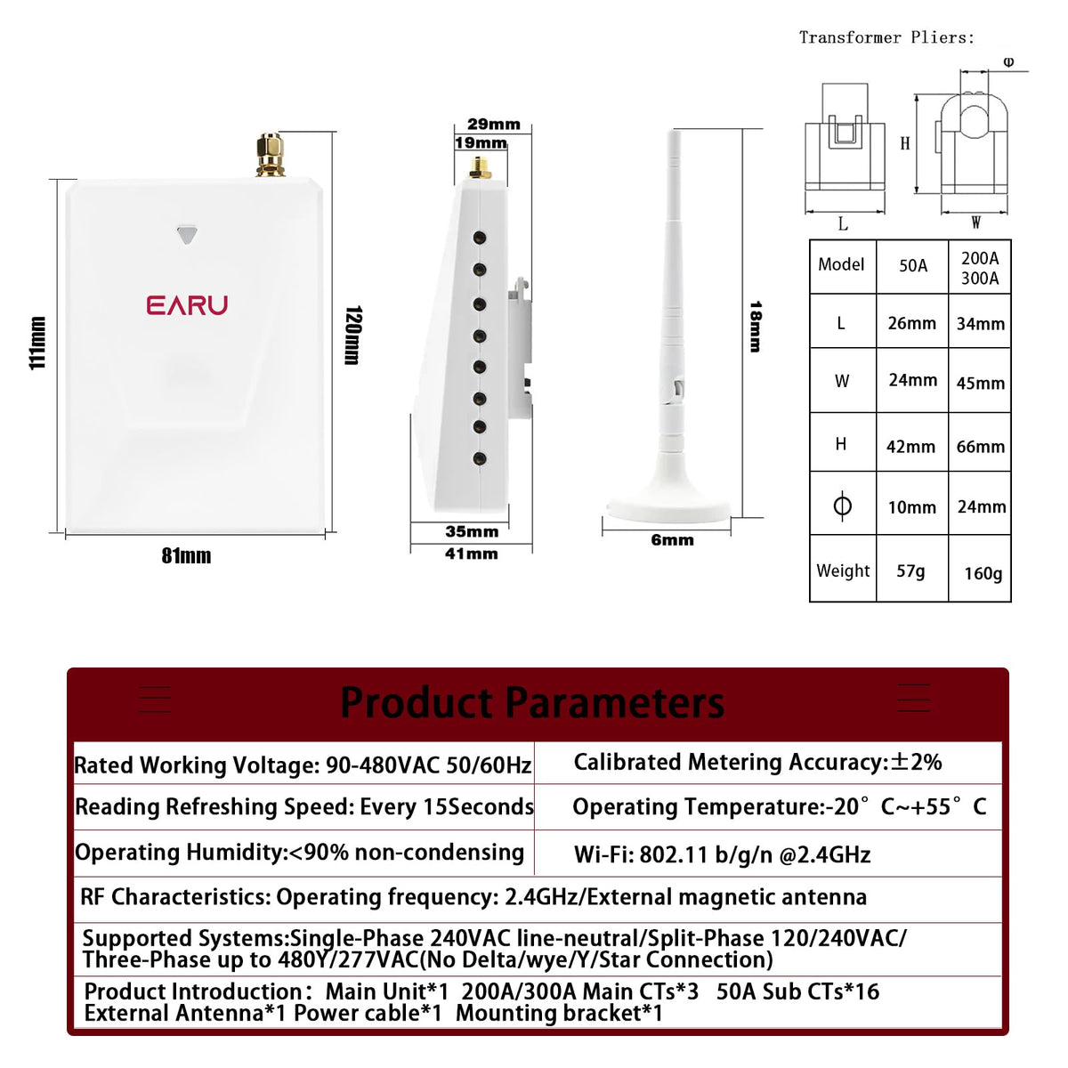 Smart Home Energy Monitor with Circuit Level Sensors WiFi E44268
