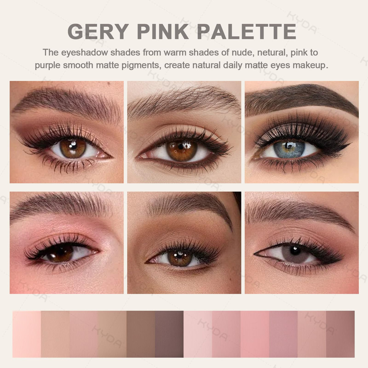 12 Color Grey Pink Eyeshadow Palette with Brush S326287