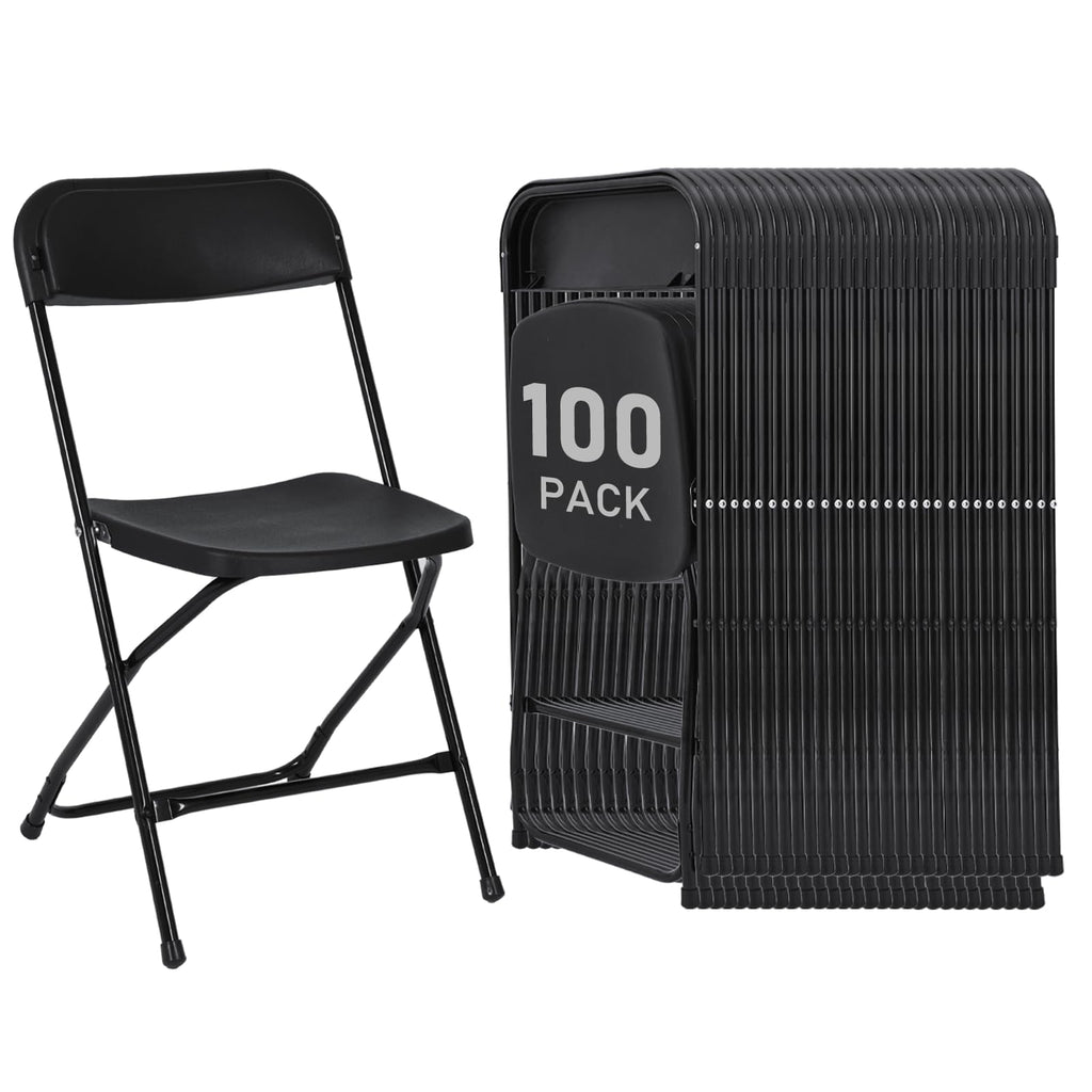 Black 100 Pack Plastic Folding Chairs with Steel Frame X579