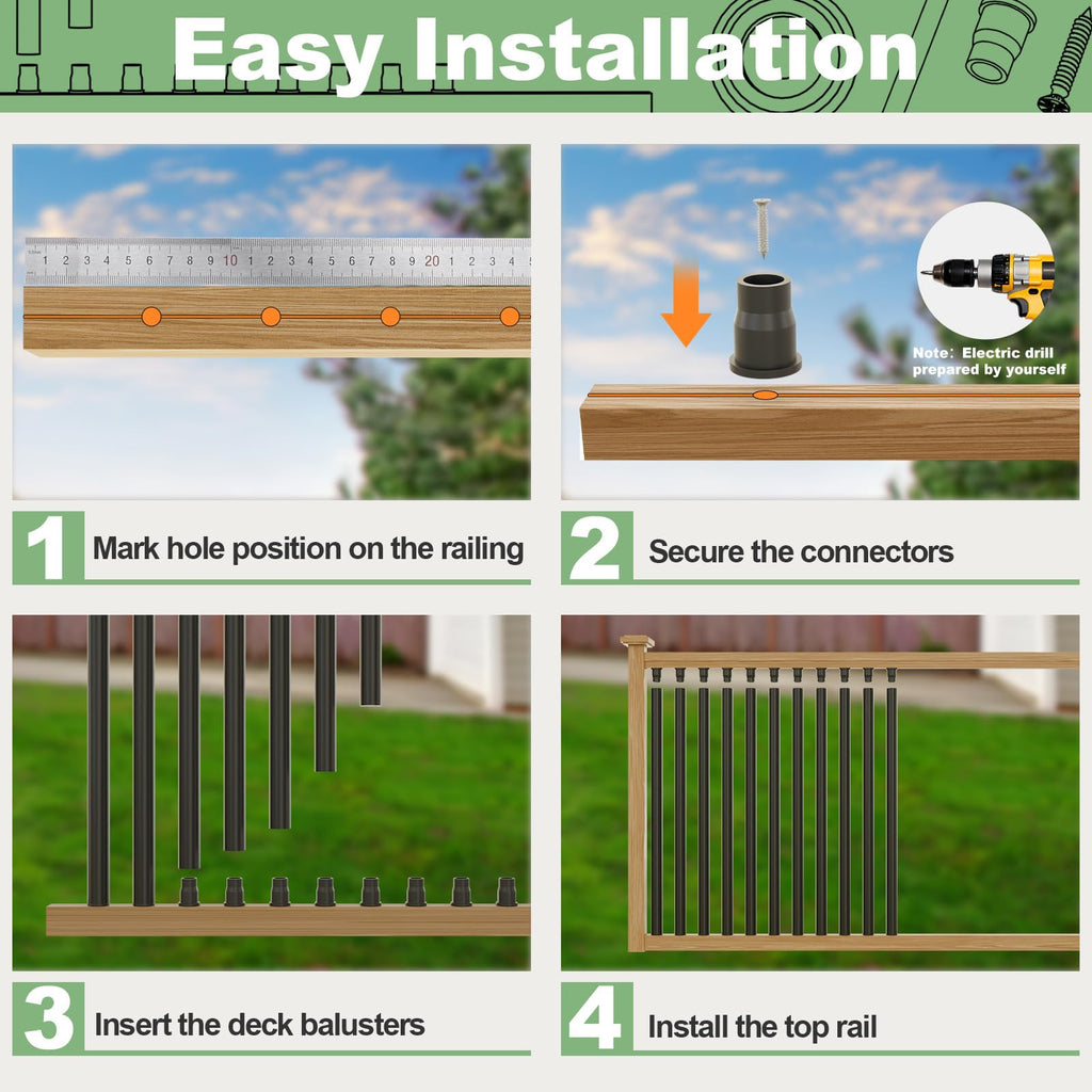 100 Pack 26" Black Aluminum Deck Balusters H97148
