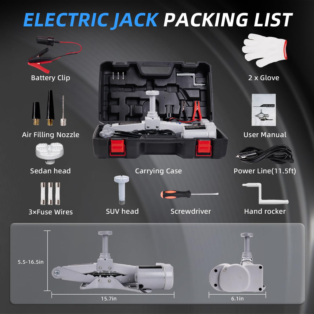 Electric Car Jack 3 Ton 12V Scissor Jack Kit S54691