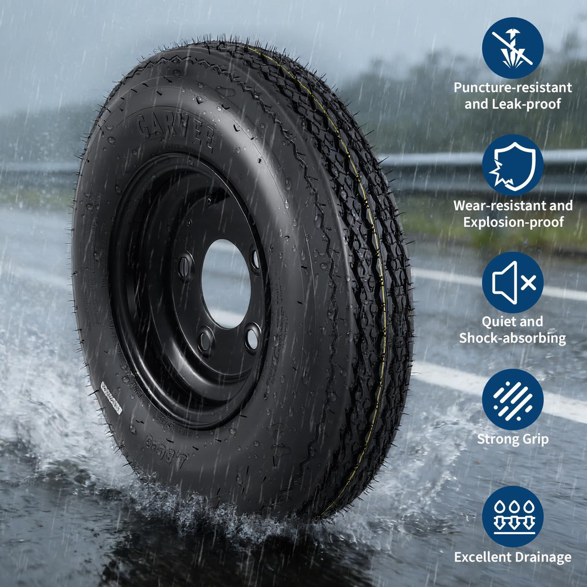 2-Pack 4.80-12 Trailer Tires with 12" Rims D8371