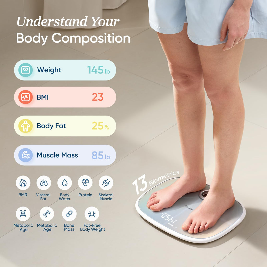 Rechargeable Digital Bathroom Scale with 13 Metrics R603