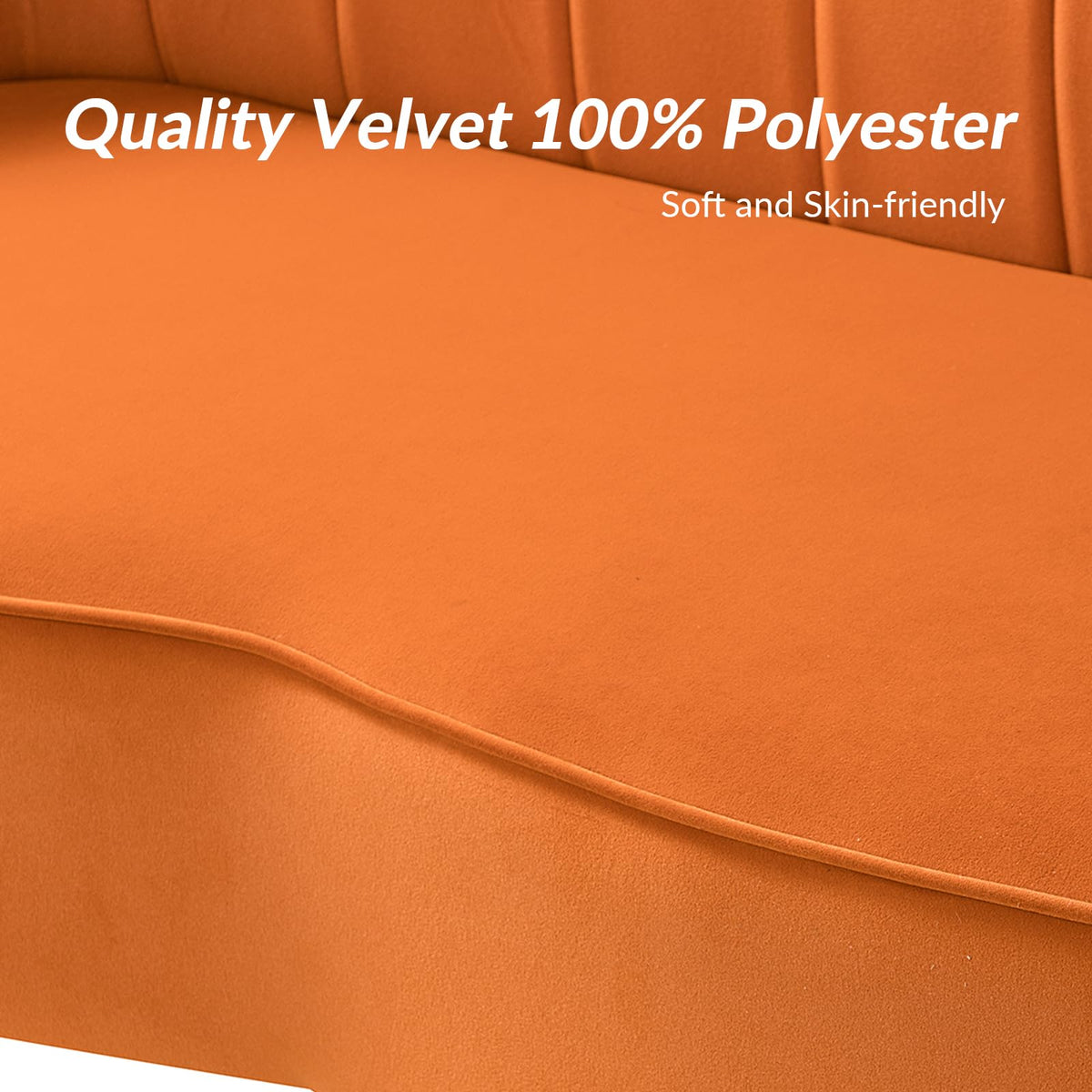 Orange Velvet 2-Seater Loveseat Sofa with Gold Metal Legs K235654