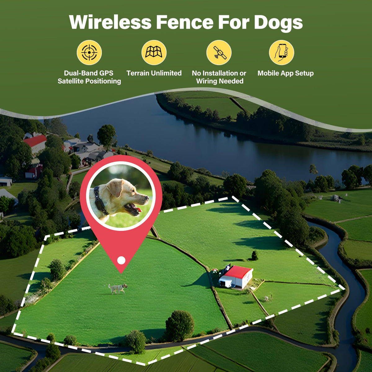 Wireless Dog Collar Fence System with Remote Training D625013