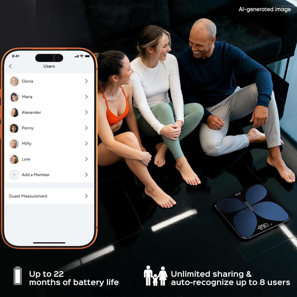 Smart Bathroom Scale, Bluetooth, 400 lbs, Black H334