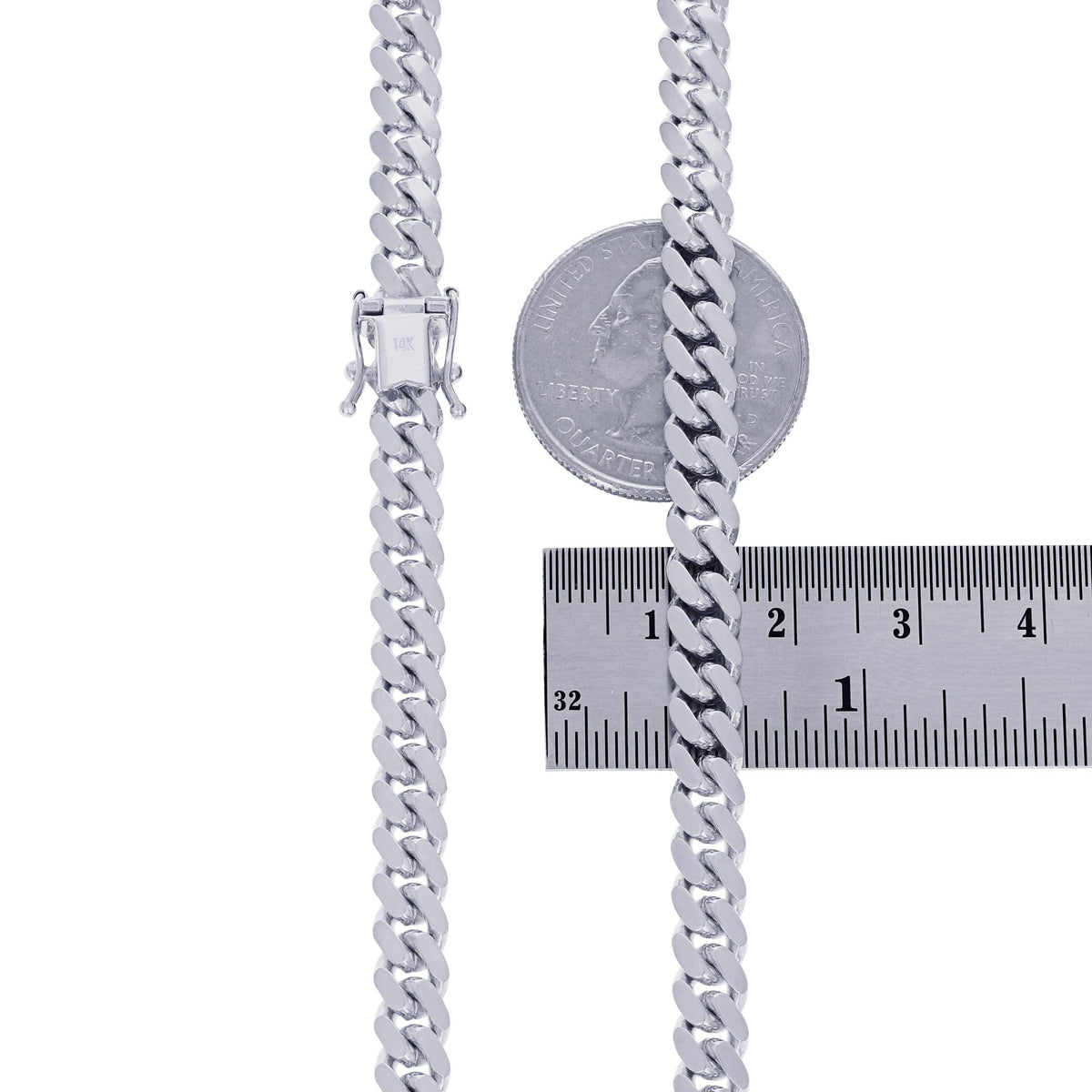 14k White Gold 6mm Chain Necklace J585