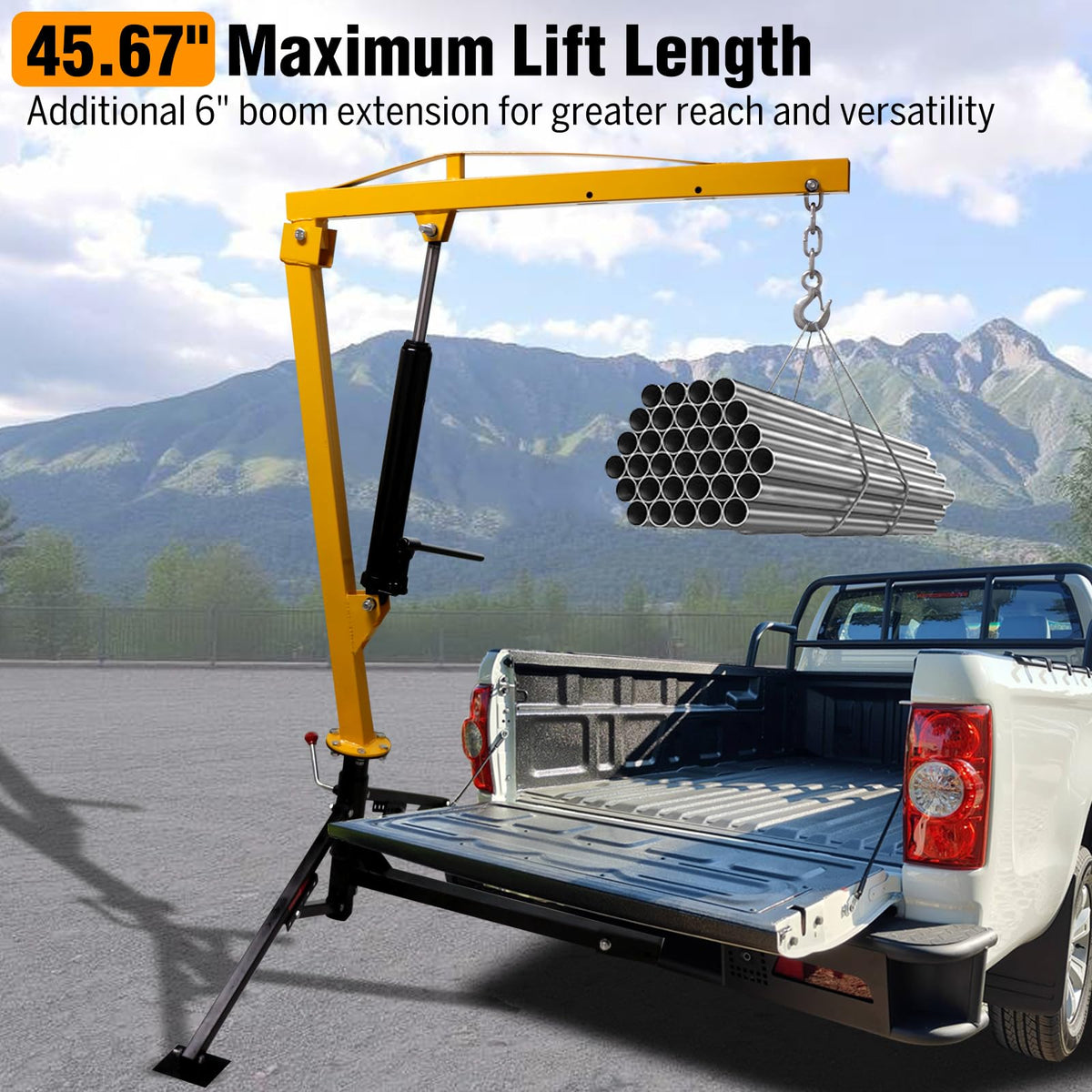 1000lb Capacity Hydraulic 360° Swivel Truck Crane S8638