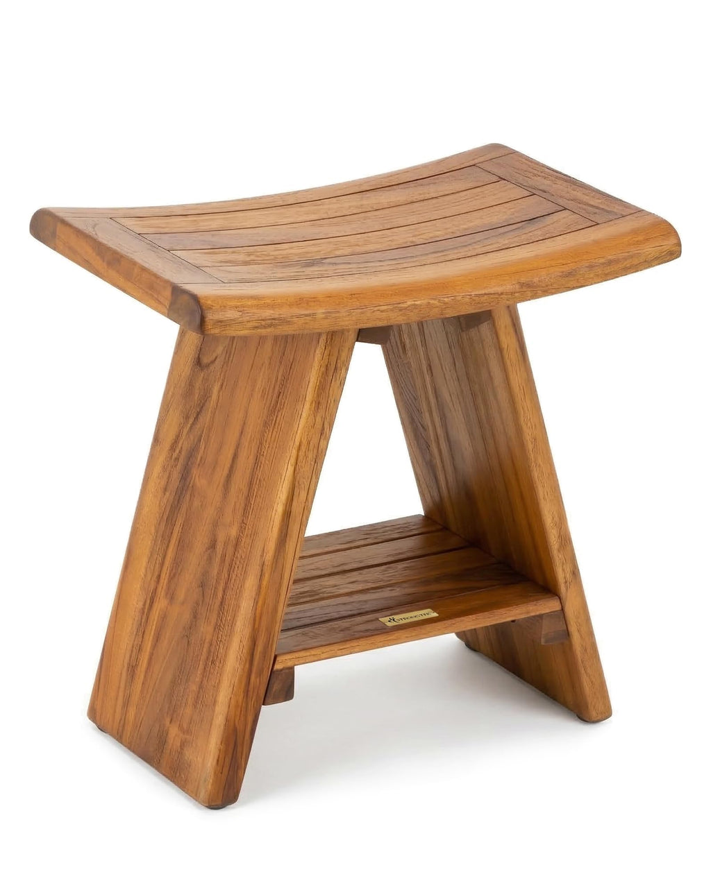 Teak Shower Stool with Shelf, 18 in, 400 lb Capacity S842