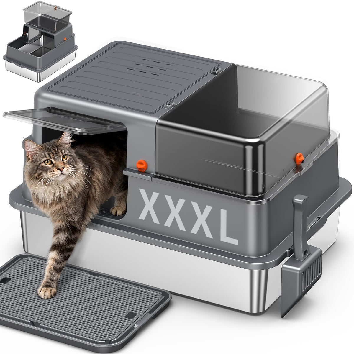XXXL Stainless Steel Litter Box with Lid M60981
