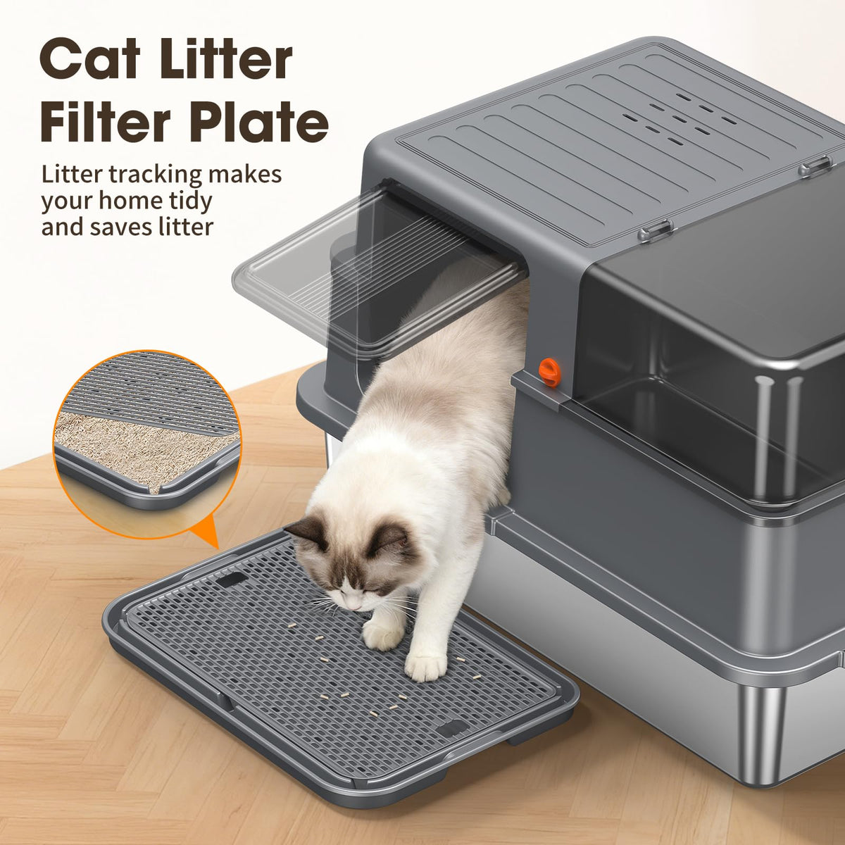 XXXL Stainless Steel Litter Box with Lid M60981