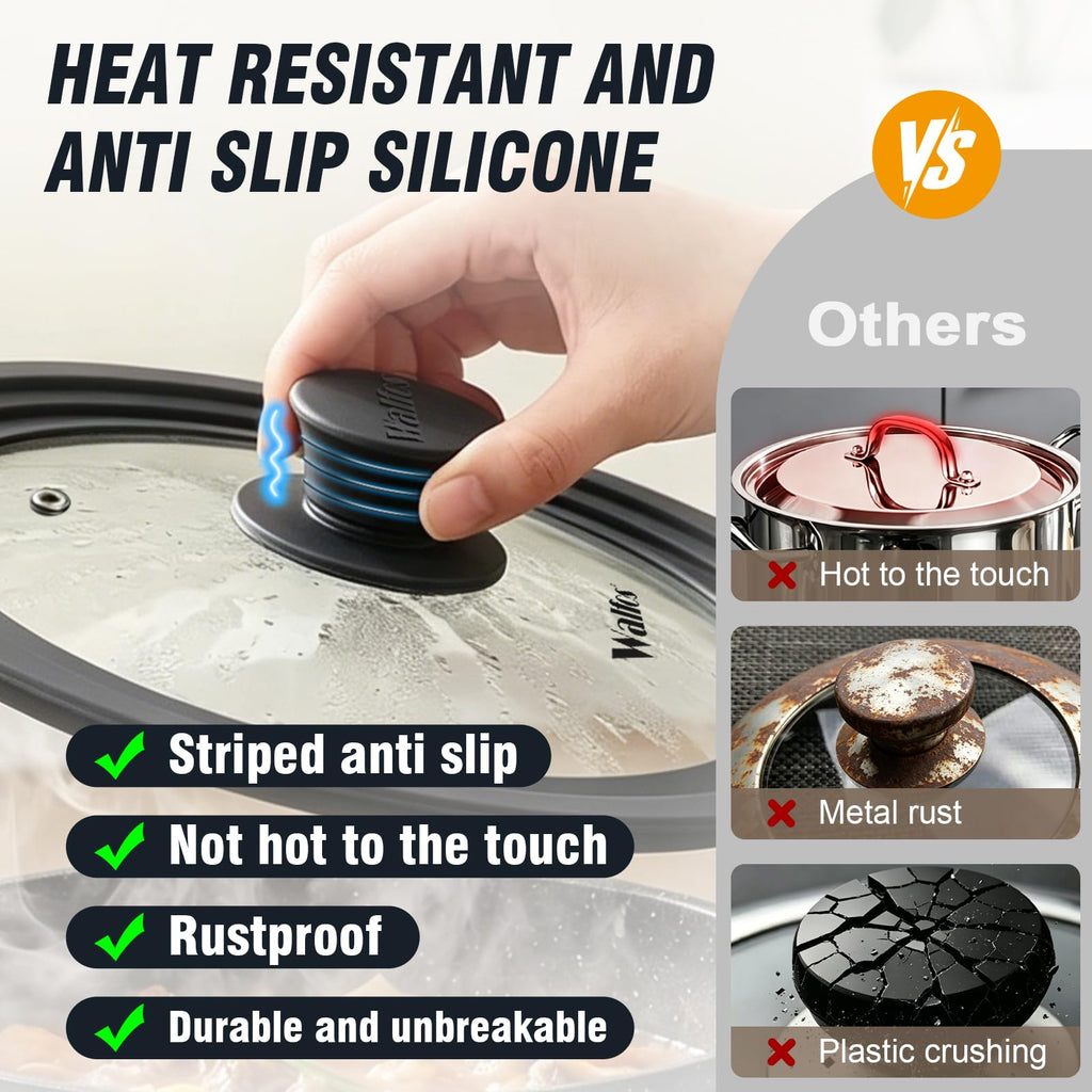 Universal Pan Lid with Heat Resistant Silicone Rim and Tempered Glass, Fits 8" to 12" Cookware C872