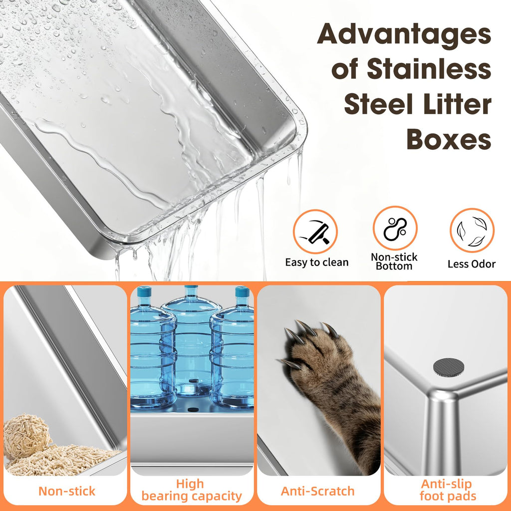 XXXL Stainless Steel Litter Box with Lid M60981
