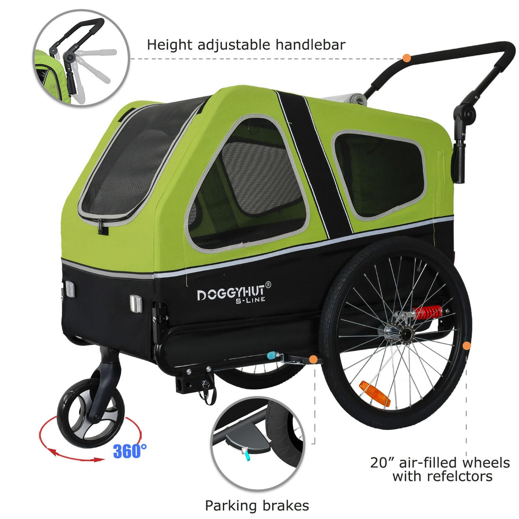 XL Pet Bike Trailer & Stroller with Suspension Wheels B9089