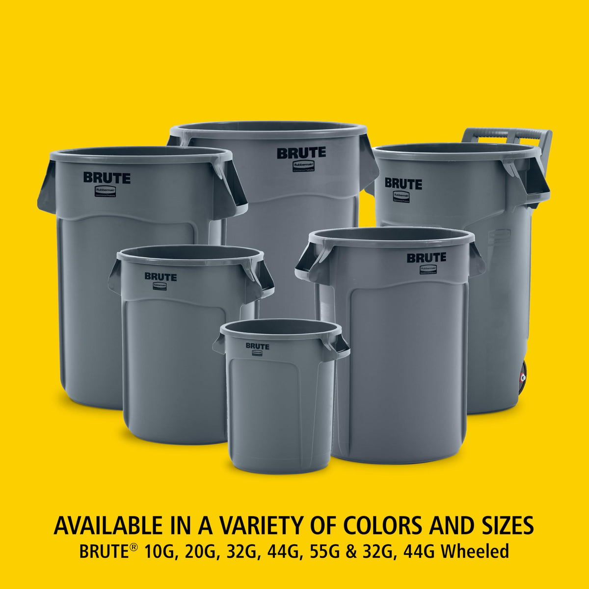 44-Gallon Gray Heavy-Duty Round Trash Container F9464