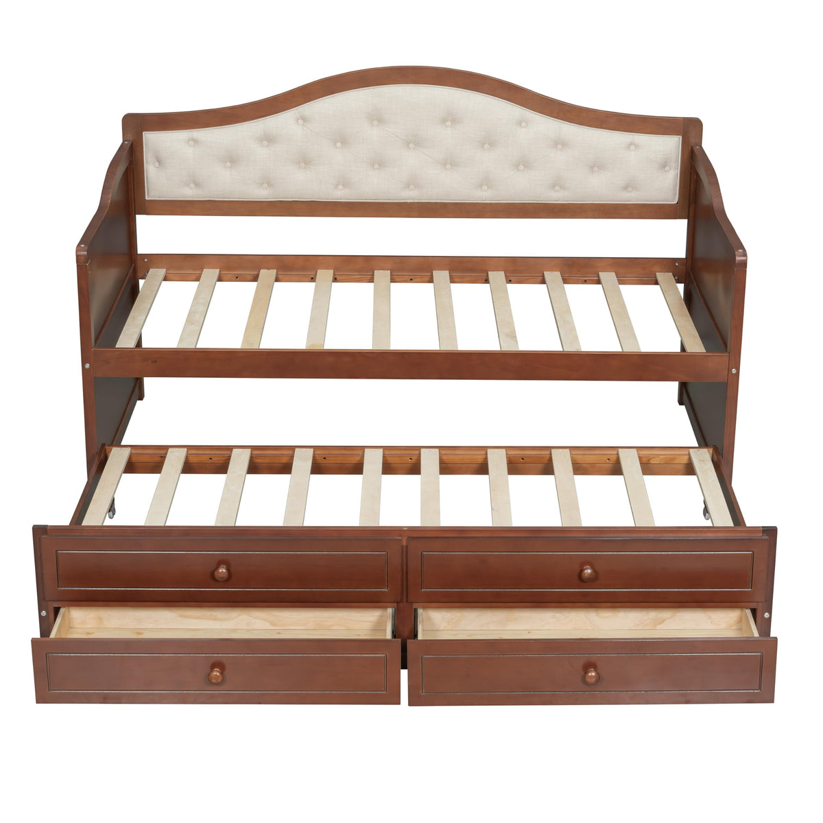 Twin Size Wooden Daybed with Trundle & Storage Drawers U19792
