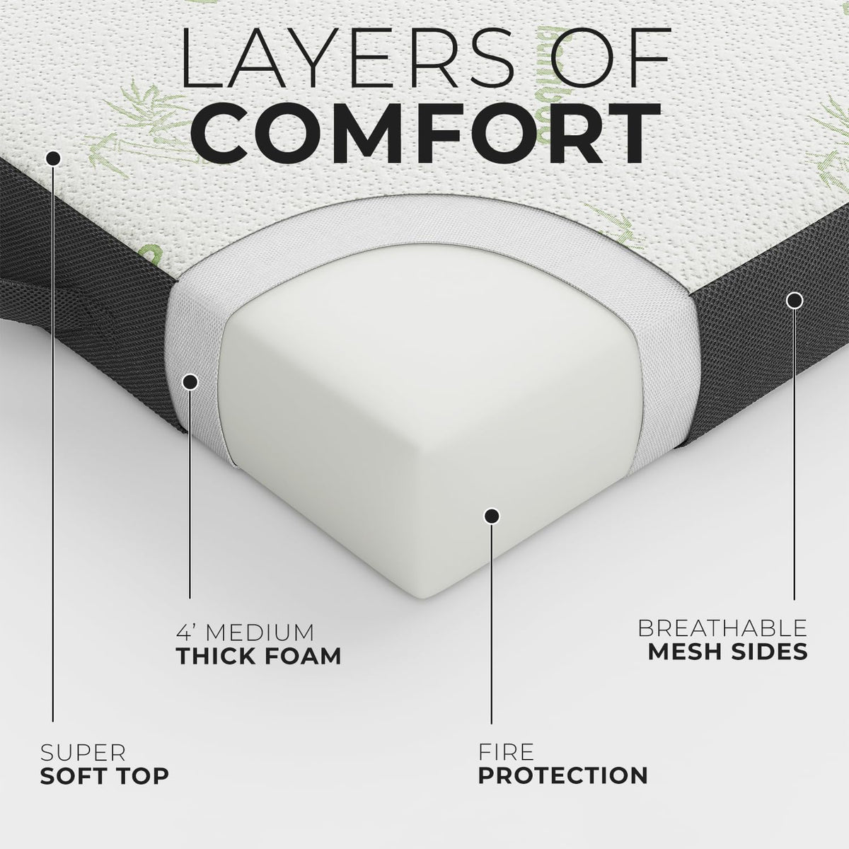 Trifold Foldable Mattress with Removable Cover D45230