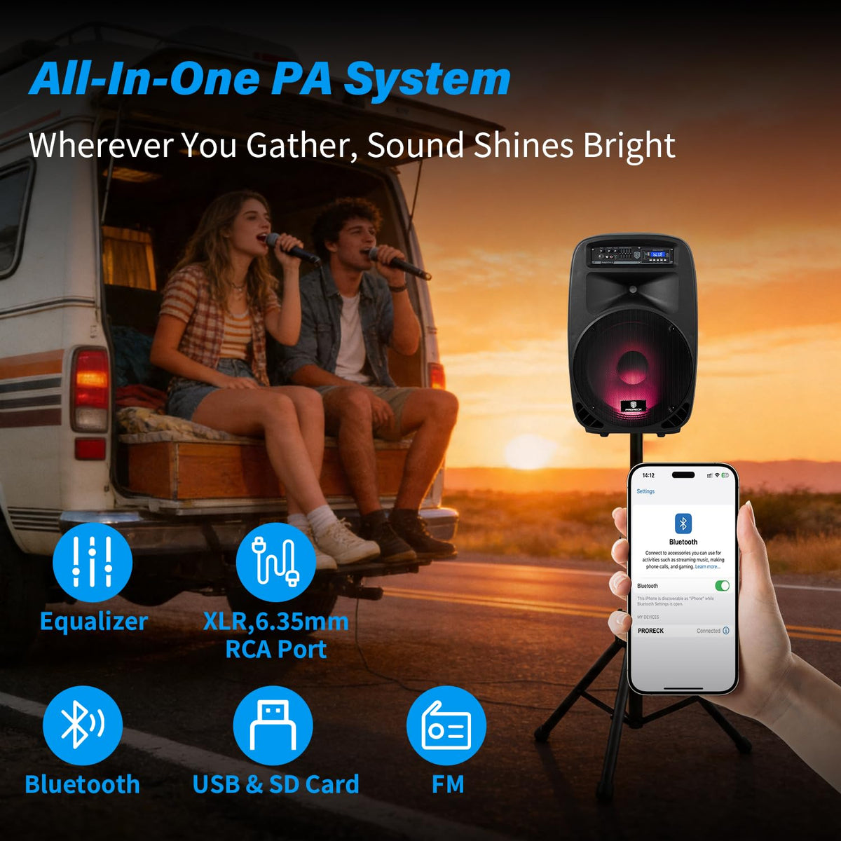 15-Inch 2-Way Powered PA Speaker System Combo Set X4953