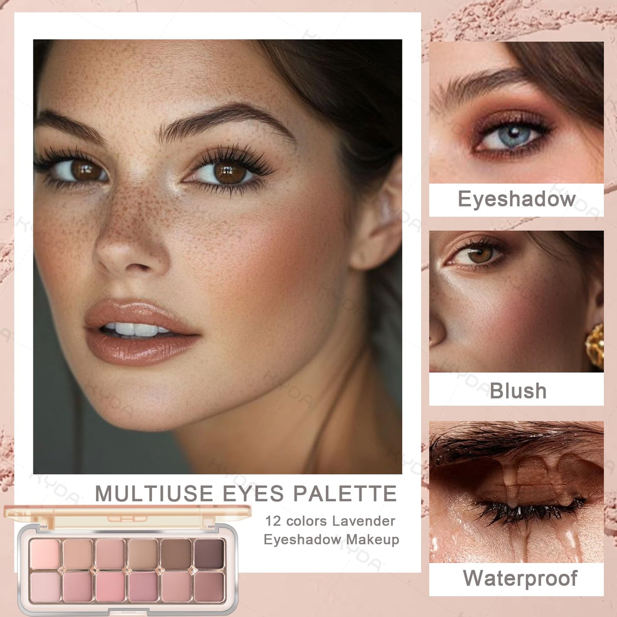 12 Color Grey Pink Eyeshadow Palette with Brush S326287