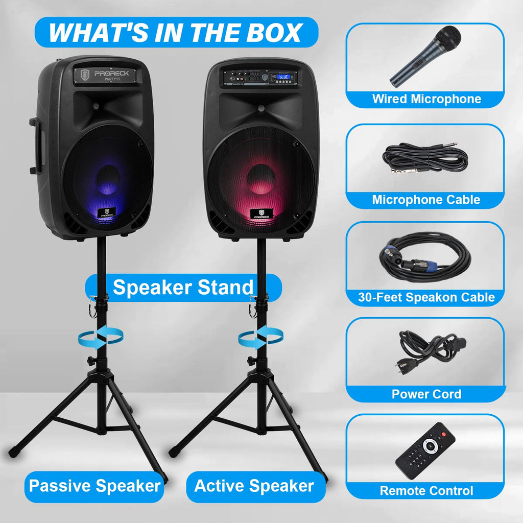 15-Inch 2-Way Powered PA Speaker System Combo Set X4953