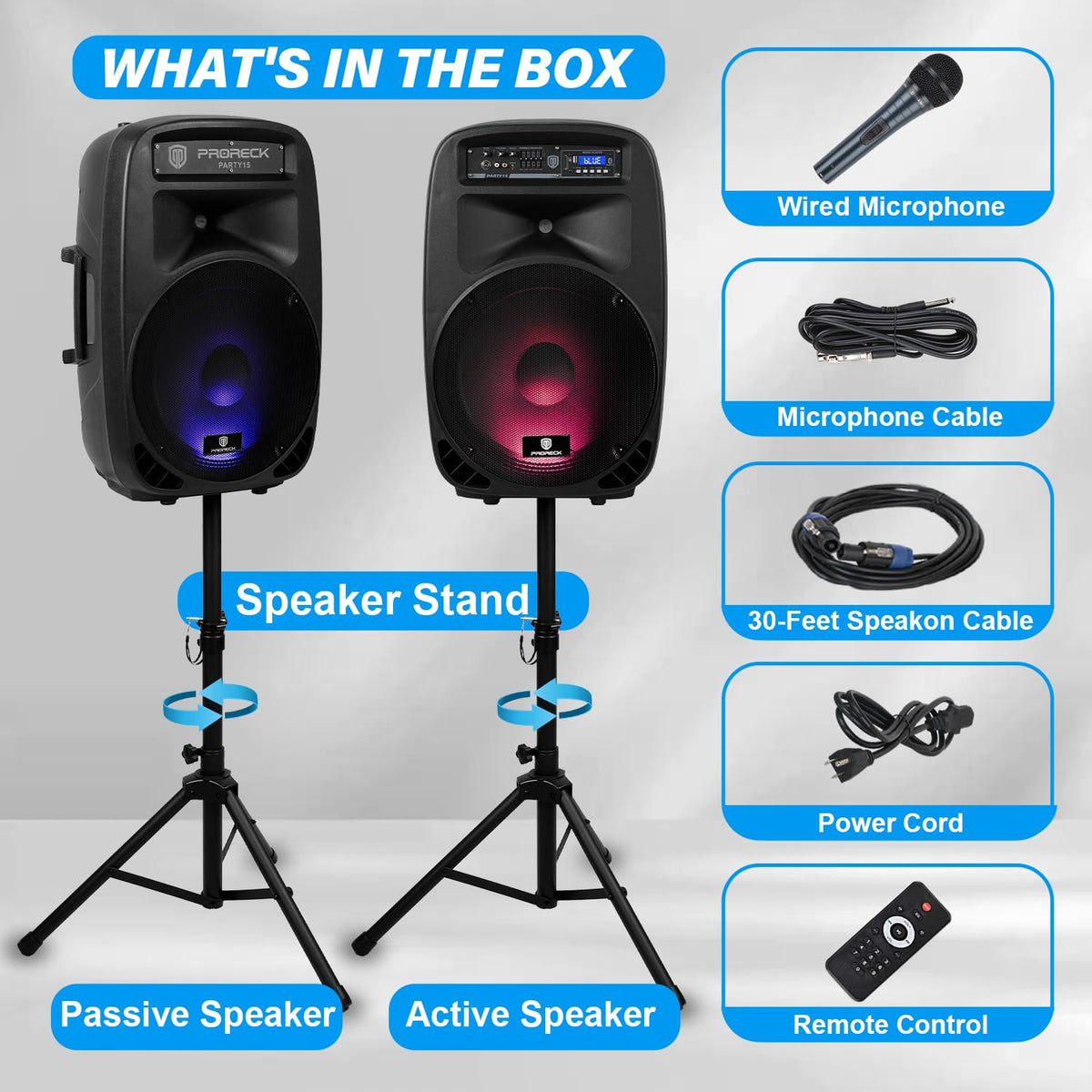 15-Inch 2-Way Powered PA Speaker System Combo Set X4953