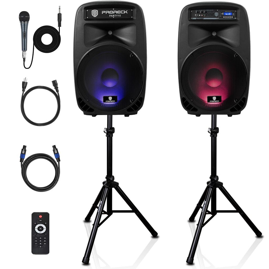 15-Inch 2-Way Powered PA Speaker System Combo Set X4953