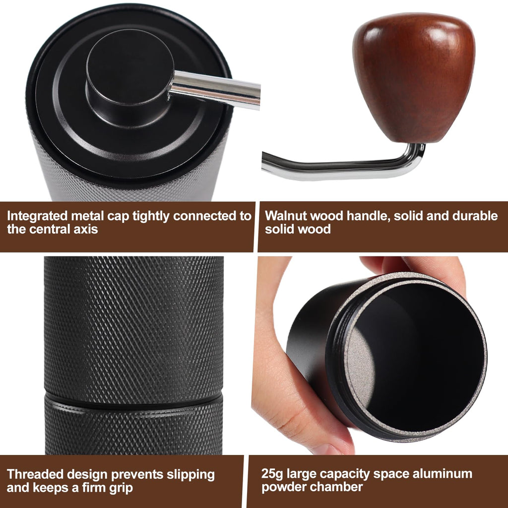 Manual Coffee Grinder Detachable Stainless Steel Conical Burr Black G877