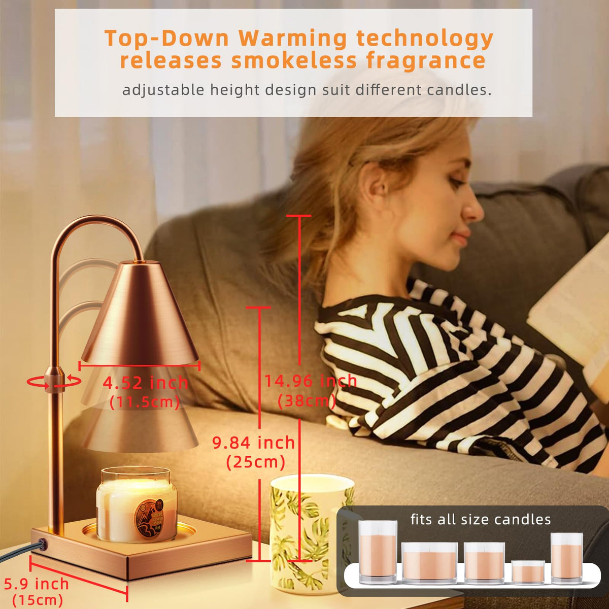 Adjustable Height Dimmable Candle Warmer Lamp V5540