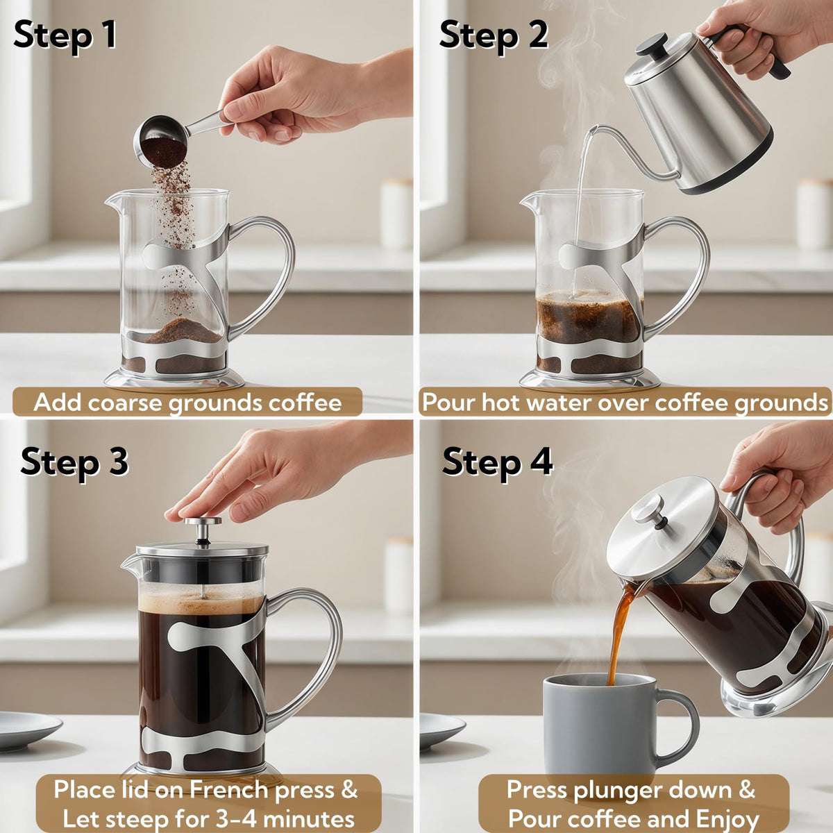 Stainless Steel French Press Coffee Maker 1L M77069