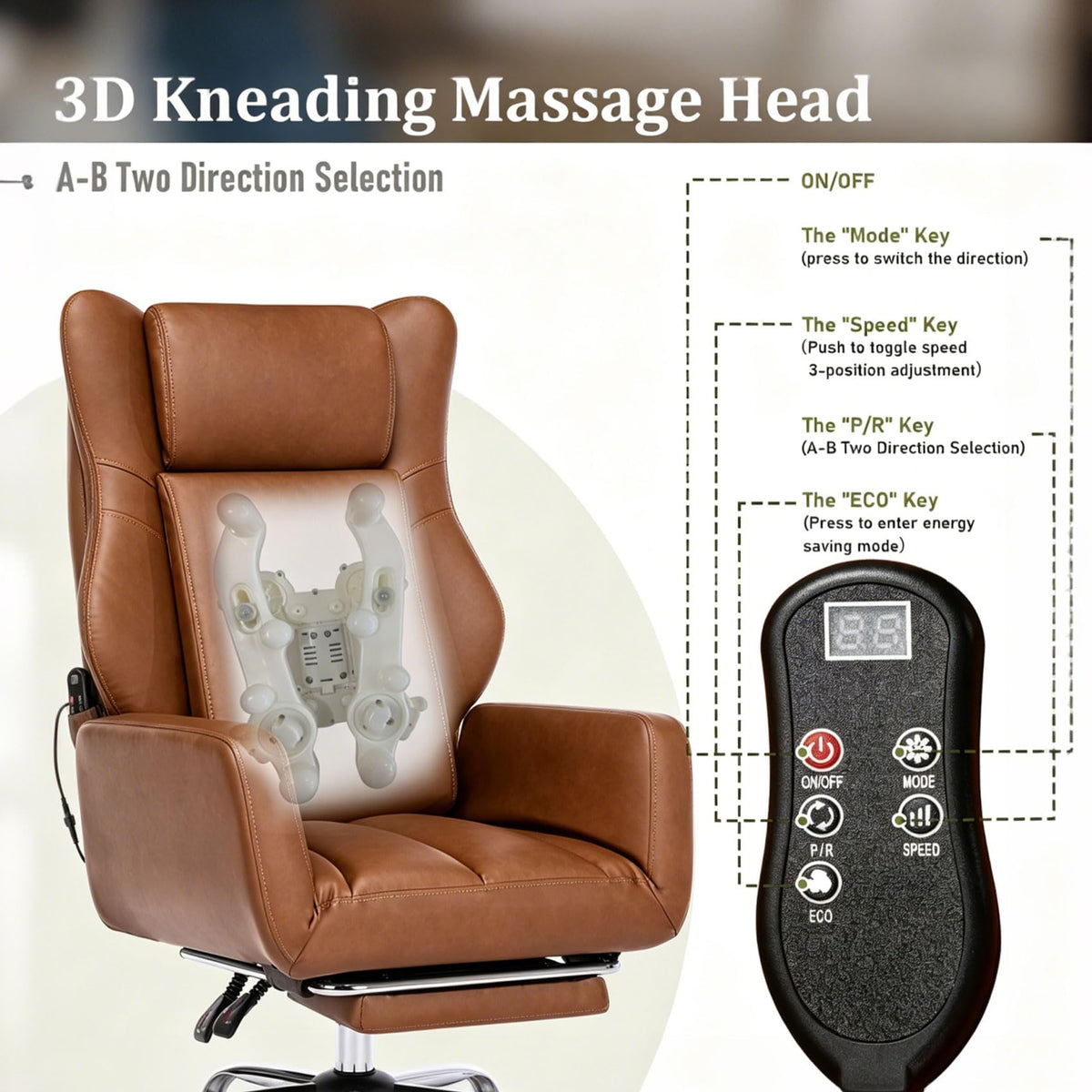 Brown Faux Leather Massage Office Chair K9890
