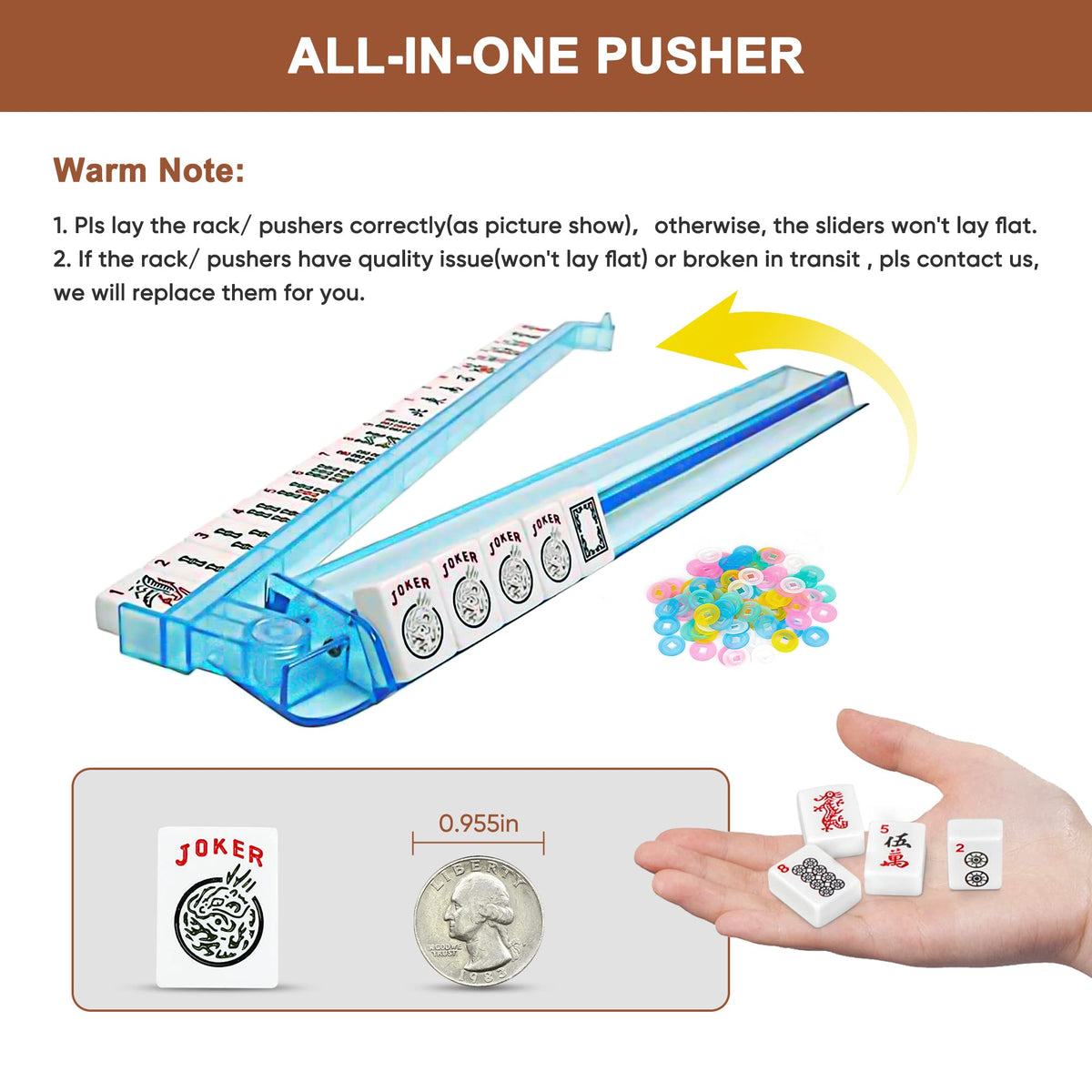 166 Tiles Mahjong Set with Racks Pushers Bag P74999