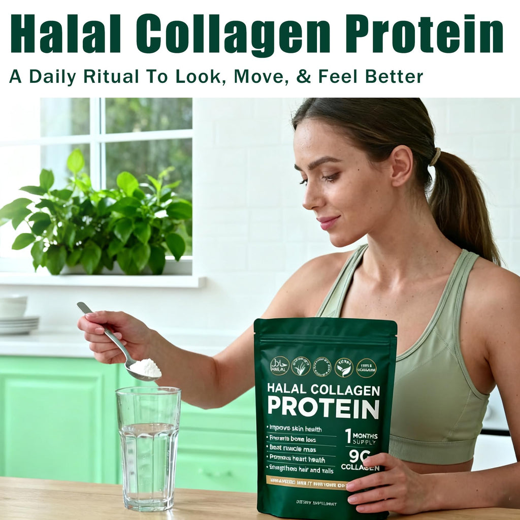 Halal Collagen Protein Powder, Grass Fed Organic Hydrolyzed Peptides, Unflavoured, 30 Servings J147855