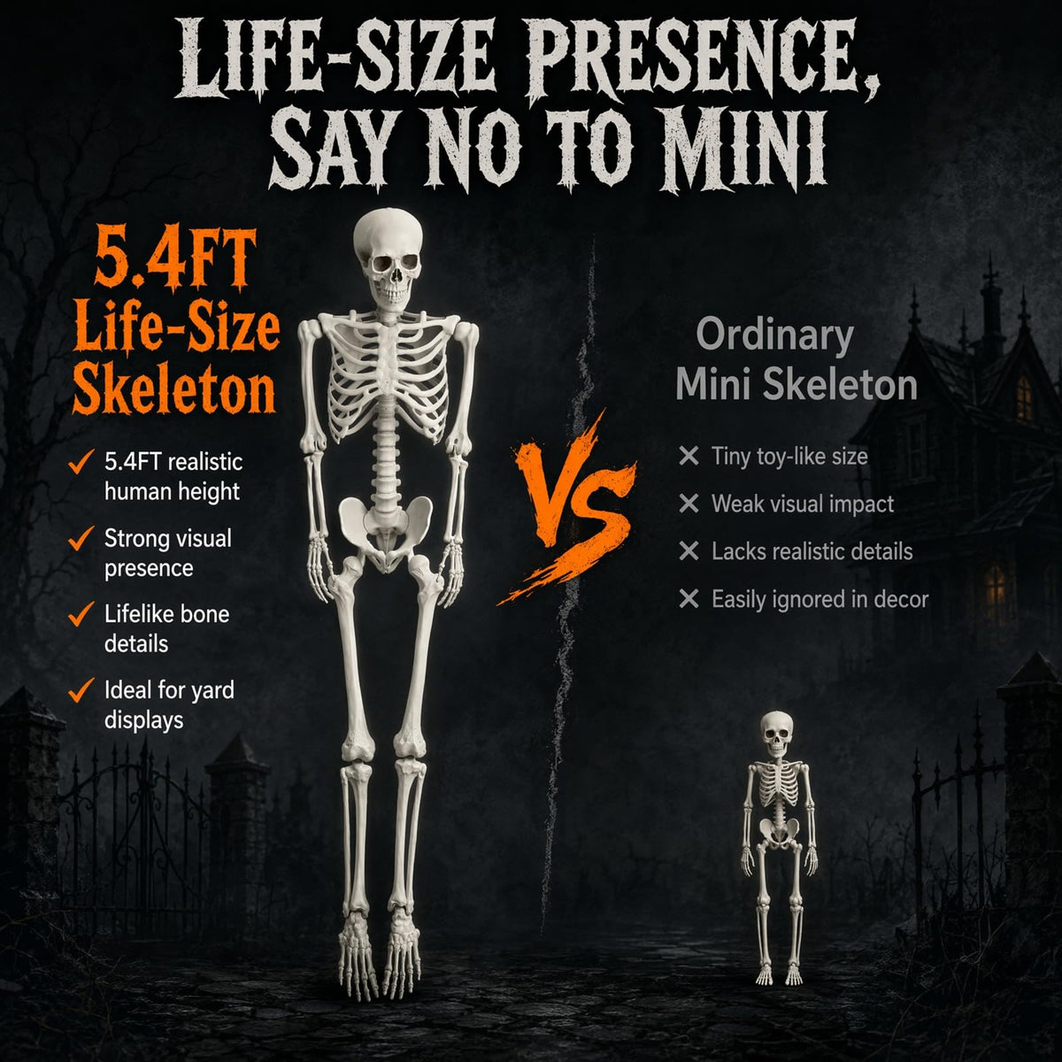 5.4FT Halloween Skeleton with Movable Joints W931135
