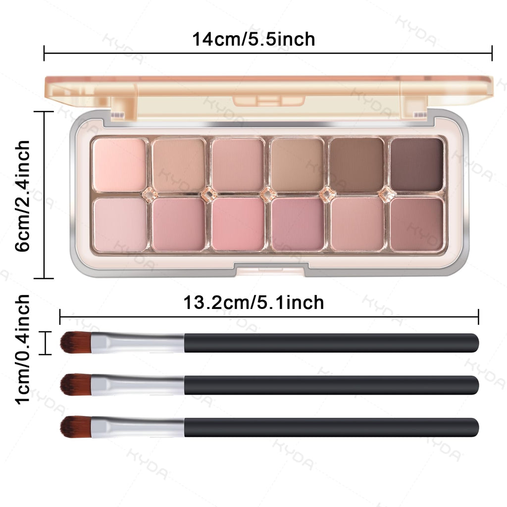 12 Color Grey Pink Eyeshadow Palette with Brush S326287