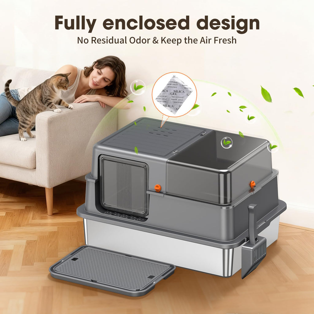XXXL Stainless Steel Litter Box with Lid M60981