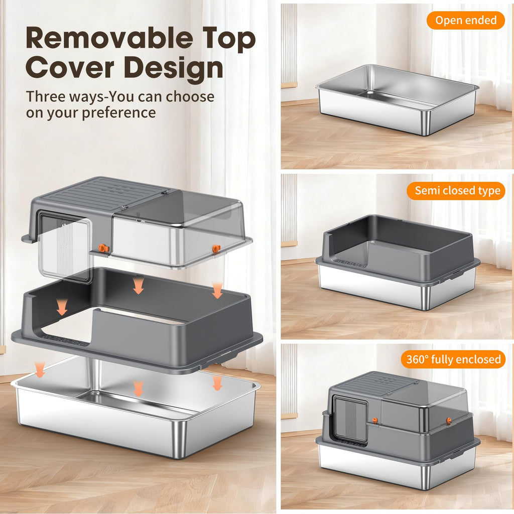 XXXL Stainless Steel Litter Box with Lid M60981