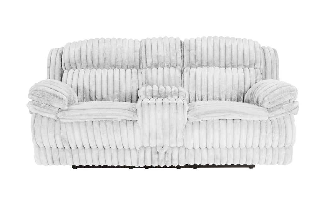 Light Gray Corduroy Loveseat Recliner with Console Drawer X324