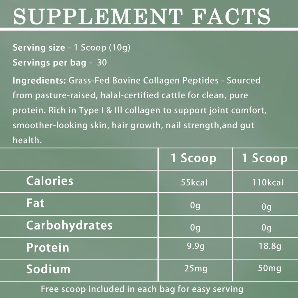 Halal Collagen Protein Powder, Grass Fed Organic Hydrolyzed Peptides, Unflavoured, 30 Servings J147855