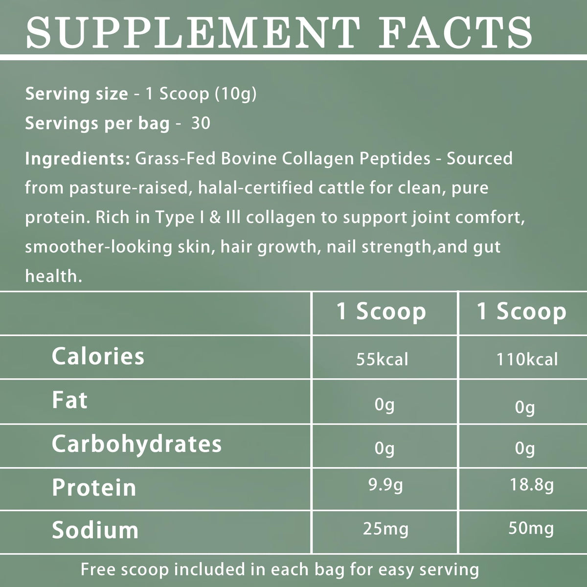Halal Collagen Protein Powder, Grass Fed Organic Hydrolyzed Peptides, Unflavoured, 30 Servings J147855