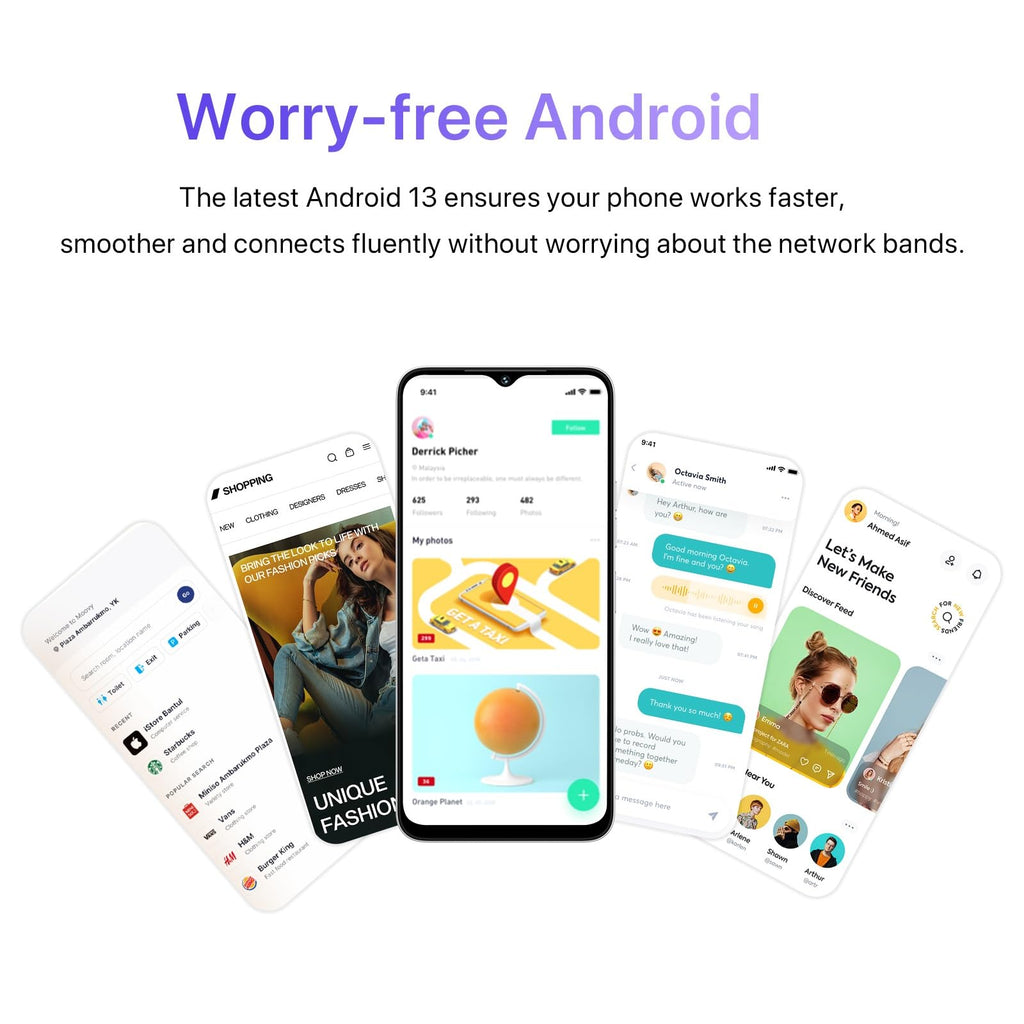 Unlocked Cell Phone Android Smartphone 6.52" Full Screen 5000mAh Black D544129