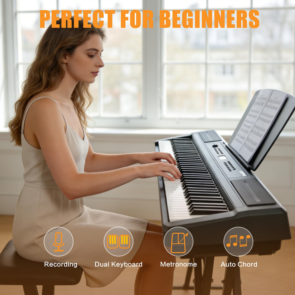 88 Key Weighted Hammer Action Digital Piano with Stand and 3 Pedal Unit M458