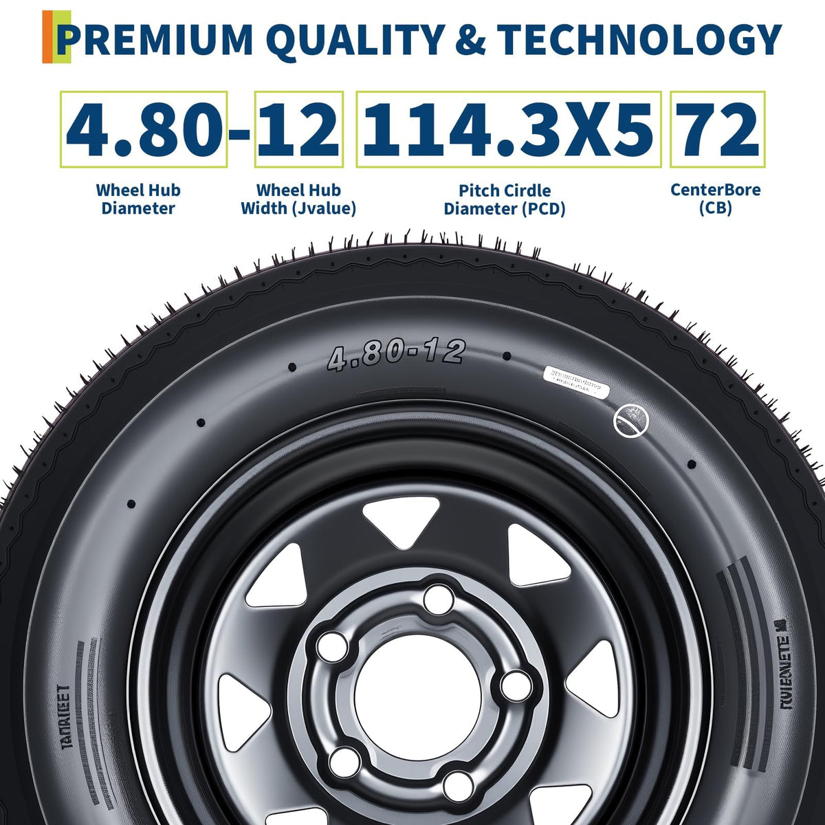 2-Pack 4.80-12 Trailer Tires with 12" Rims D8371