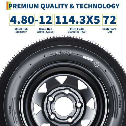 2-Pack 4.80-12 Trailer Tires with 12" Rims D8371