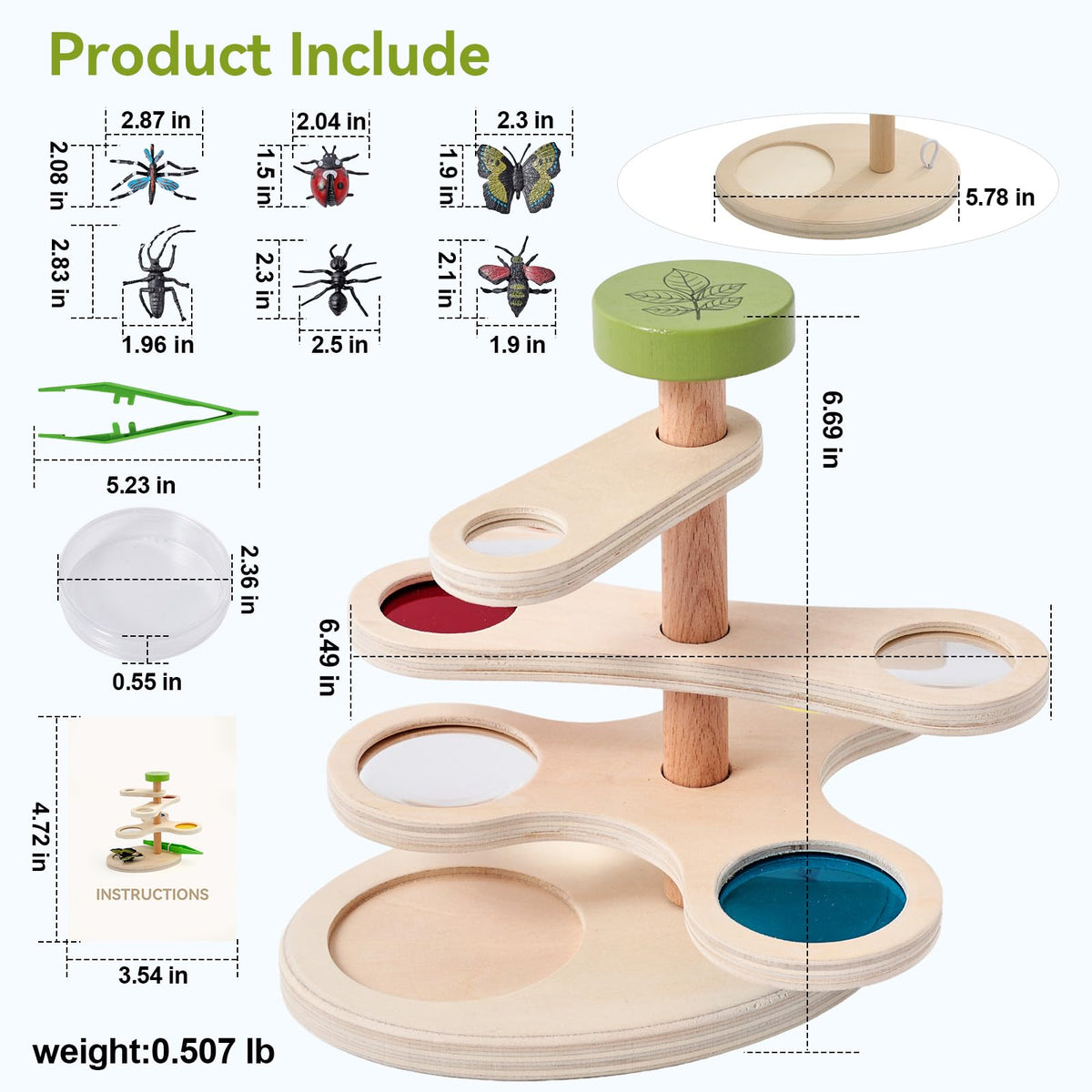 Insect Observation Kit with Tweezers, Petri Dish and 6 Insect Models C2948